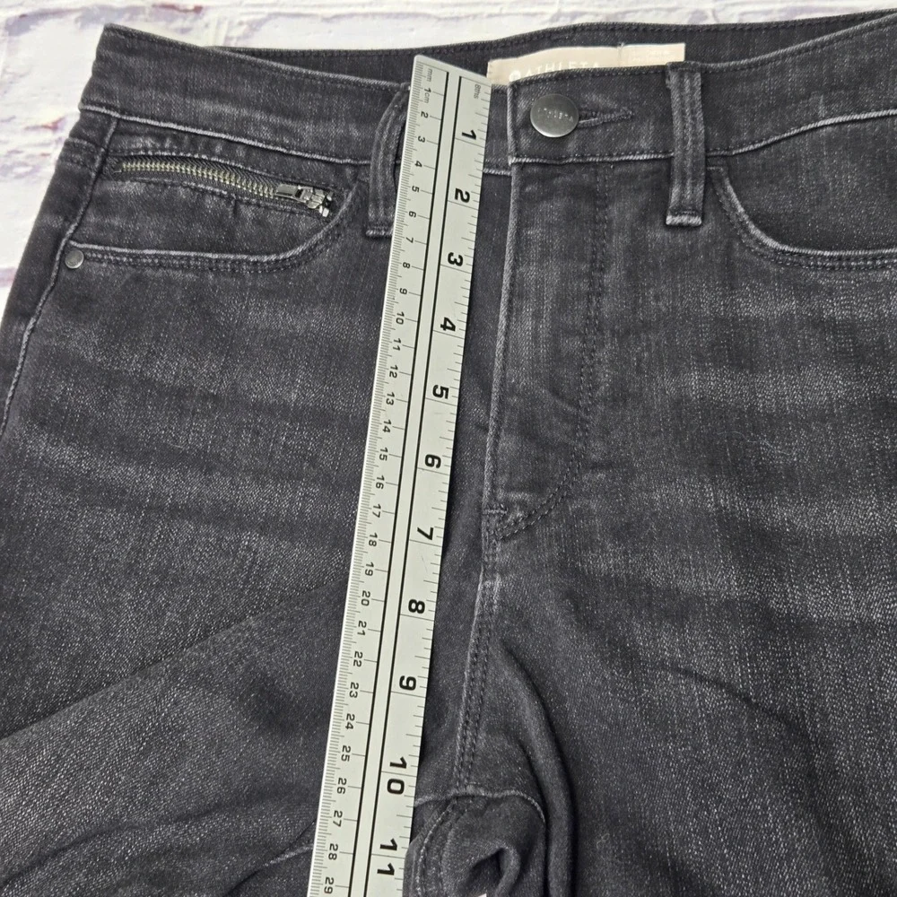 Athleta Sculptek Skinny Jeans Black Carbon Faded Ankle Zip‎ Denim Womens 6